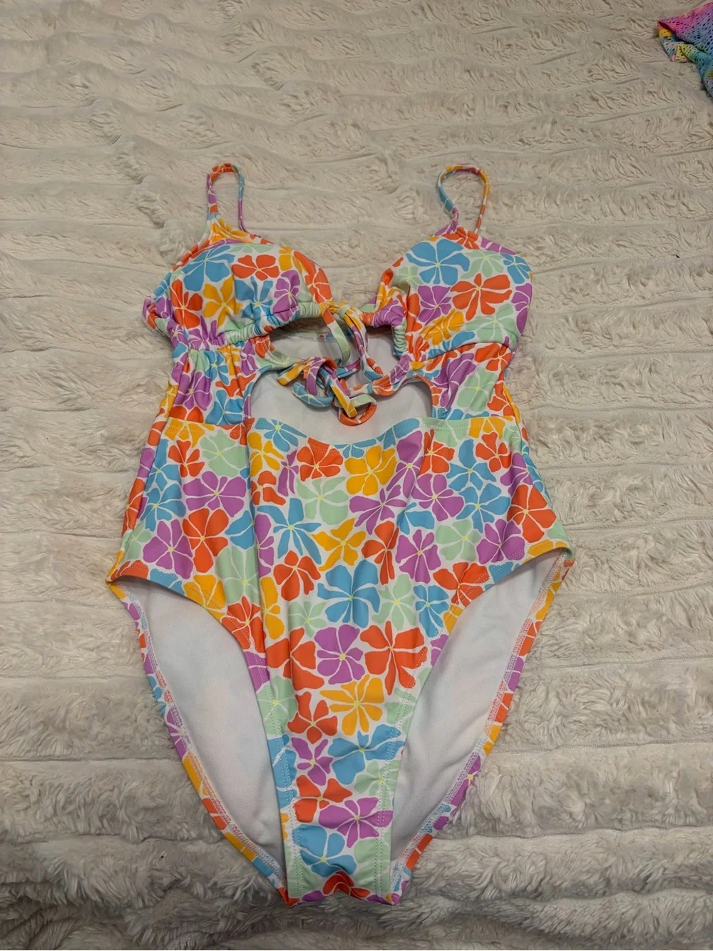 No Boundaries Multicolor Floral Cutout One-Piece Swimsuit